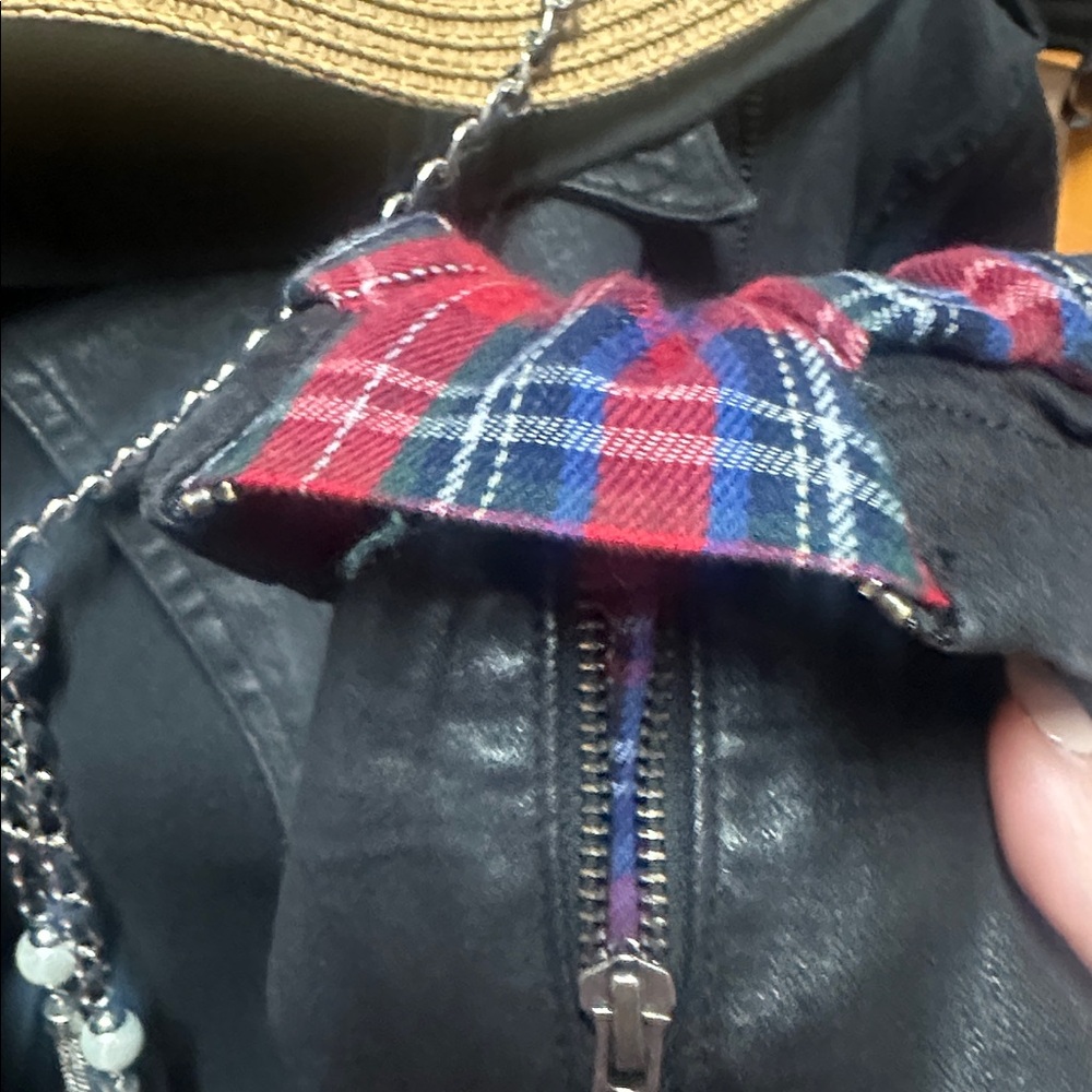 Black Moto Jacket with Asymmetrical Zipper - Picture 4 of 5